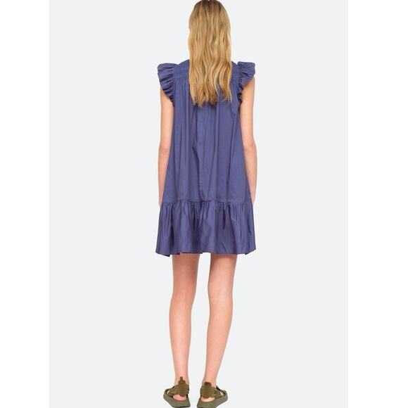 Sea New York Marlene Dress Size XS Blue Cotton Mini Flutter Smock Sustainable - Picture 5 of 14